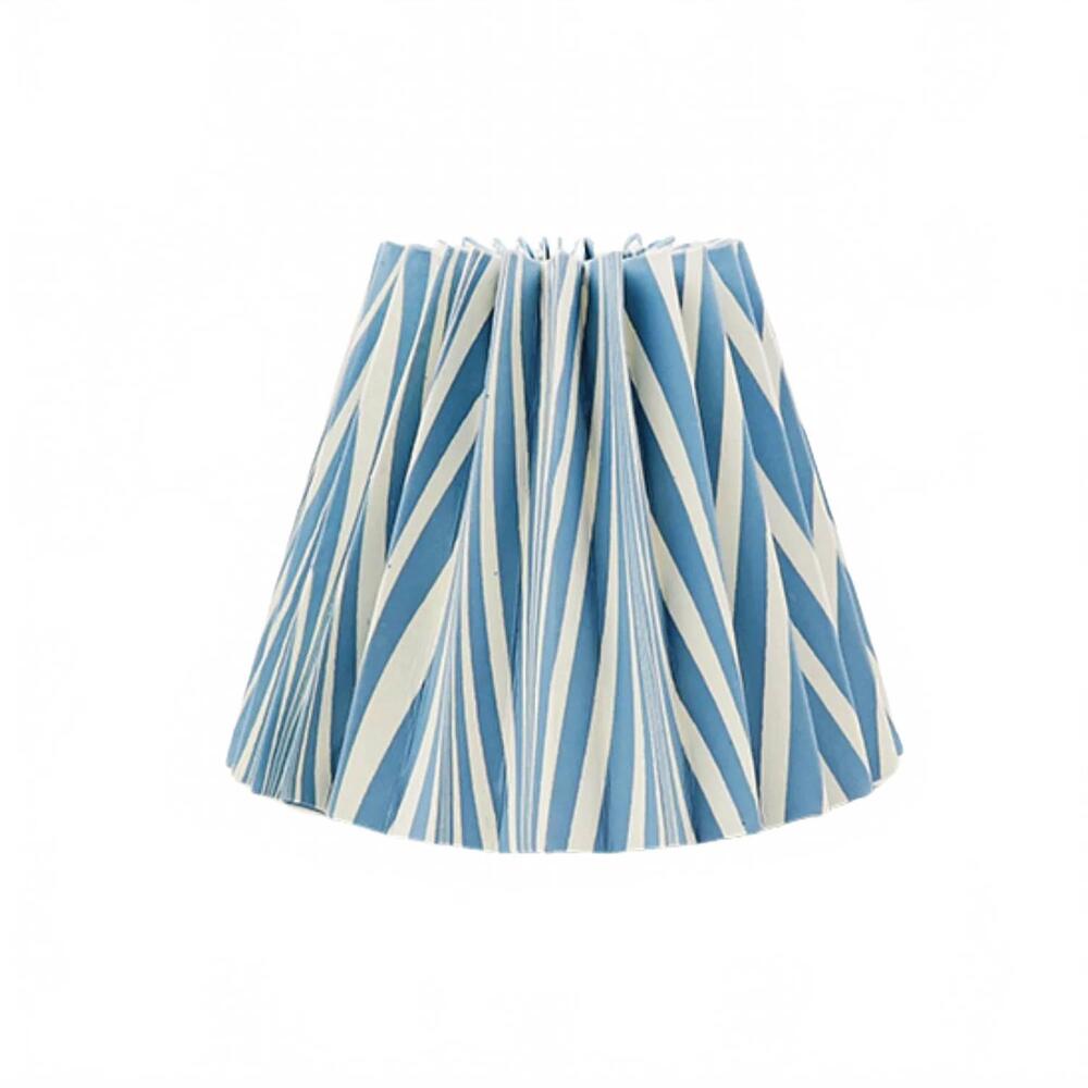 NEW CRAFT BOAT hand marbled pleated lampshade in blue & beige